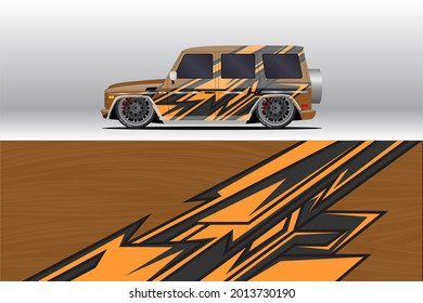 Diseños de calcomanías de cierre de coches. Carreras abstractas y antecedentes deportivos para la livianización de carreras o pegatinas de vinilo de uso diario. Decal los pasos vectoriales listos para imprimir.