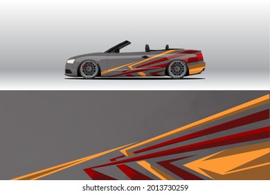Car wrap decal designs. Abstract racing and sport background for racing livery or daily use car vinyl sticker. Decal vector eps ready print.