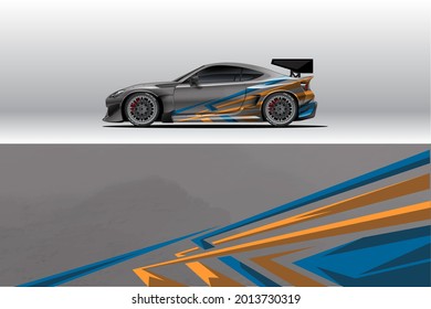 Car wrap decal designs. Abstract racing and sport background for racing livery or daily use car vinyl sticker. Decal vector eps ready print.