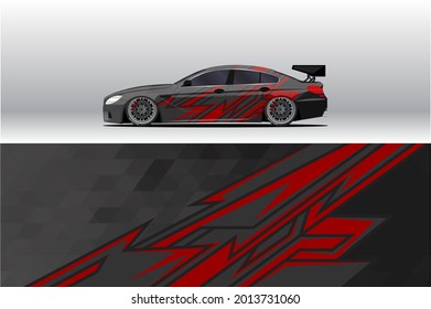 Car wrap decal designs. Abstract racing and sport background for racing livery or daily use car vinyl sticker. Decal vector eps ready print.