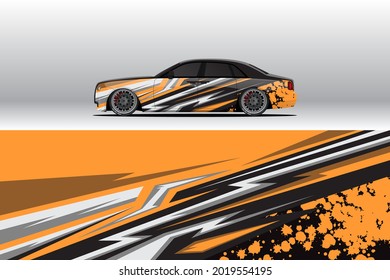 Car wrap decal designs. Abstract racing and sport background for racing livery or daily use car vinyl sticker. Decal vector eps ready print.