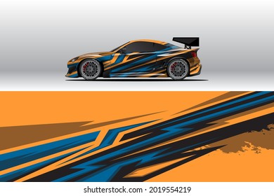 Car wrap decal designs. Abstract racing and sport background for racing livery or daily use car vinyl sticker. Decal vector eps ready print.