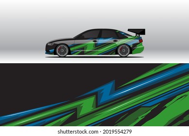 Diseños de calcomanías de cierre de coches. Carreras abstractas y antecedentes deportivos para la livianización de carreras o pegatinas de vinilo de uso diario. Decal los pasos vectoriales listos para imprimir.