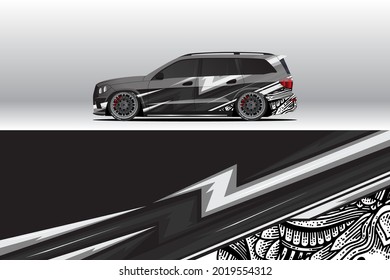 Automobil-Wrapper-Design. Abstrakter Rennsport- und Sporthintergrund für die Rennlickentätigkeit oder den täglichen Einsatz von Car-Vinyl-Aufklebern. Decal Vektor ist für den Druck bereit.