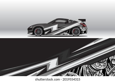 Car wrap decal designs. Abstract racing and sport background for racing livery or daily use car vinyl sticker. Decal vector eps ready print.