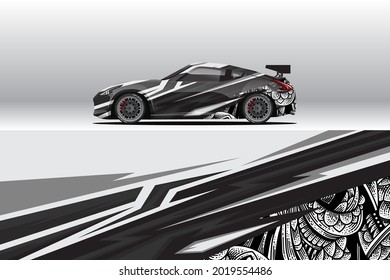 Car wrap decal designs. Abstract racing and sport background for racing livery or daily use car vinyl sticker. Decal vector eps ready print.