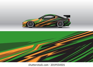 Car wrap decal designs. Abstract racing and sport background for racing livery or daily use car vinyl sticker. Decal vector eps ready print.