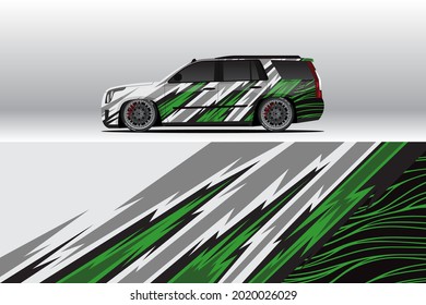 Diseños de calcomanías de cierre de coches. Carreras abstractas y antecedentes deportivos para la livianización de carreras o pegatinas de vinilo de uso diario. Decal los pasos vectoriales listos para imprimir.