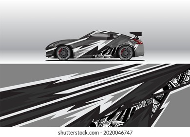 Diseños de calcomanías de cierre de coches. Carreras abstractas y antecedentes deportivos para la livianización de carreras o pegatinas de vinilo de uso diario. Decal los pasos vectoriales listos para imprimir.