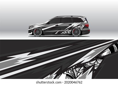 Automobil-Wrapper-Design. Abstrakter Rennsport- und Sporthintergrund für die Rennlickentätigkeit oder den täglichen Einsatz von Car-Vinyl-Aufklebern. Decal Vektor ist für den Druck bereit.