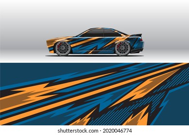 Car wrap decal designs. Abstract racing and sport background for racing livery or daily use car vinyl sticker. Decal vector eps ready print.