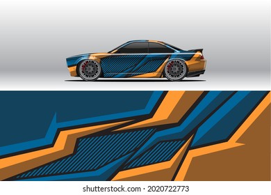 Car wrap decal designs. Abstract racing and sport background for racing livery or daily use car vinyl sticker. Decal vector eps ready print.