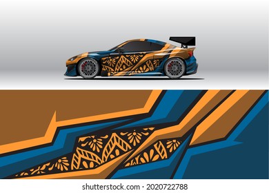 Car wrap decal designs. Abstract racing and sport background for racing livery or daily use car vinyl sticker. Decal vector eps ready print.