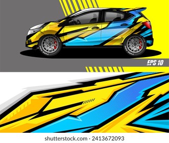 Vector de diseño de calcomanías de auto. Diseños gráficos abstractos de banda de fondo de carreras para envolver vehículos, carreras de coches, rally, aventura y livery