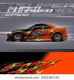 Car wrap decal designs. Abstract racing and sport background for racing livery or daily use car vinyl sticker.