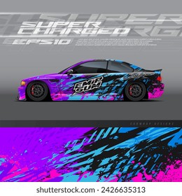 Car wrap decal designs. Abstract racing and sport background for racing livery or daily use car vinyl sticker.