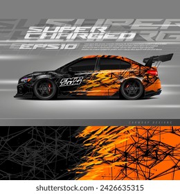 Car wrap decal designs. Abstract racing and sport background for racing livery or daily use car vinyl sticker.