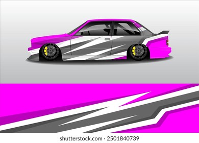 Car wrap decal designs. Abstract american flag and sport background for racing livery 