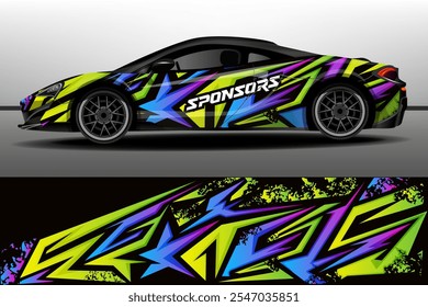 Car wrap decal designs. Abstract racing and sport background for racing livery or daily use car vinyl sticker.