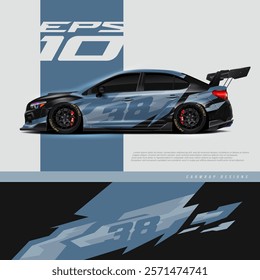 Car wrap decal designs. Abstract racing and sport background for racing livery or daily use car vinyl sticker.