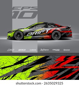 Car wrap decal designs. Abstract racing and sport background for racing livery or daily use car vinyl sticker.
