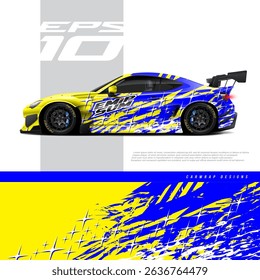 Car wrap decal designs. Abstract sport background for racing livery or daily use car vinyl sticker. Full vector eps 10.