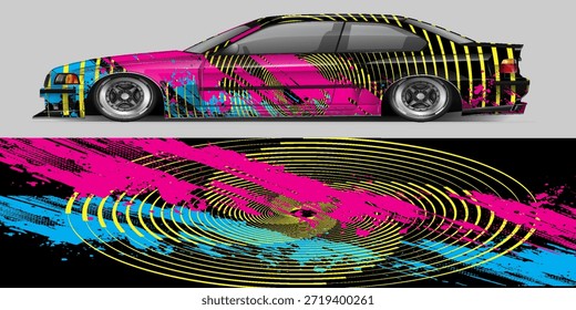 Diseños de calcomanía de envoltura de coche. Fondo Abstractas de carreras y deporte para librea de carreras o pegatina de vinilo de coche de uso diario. Vector eps 10.