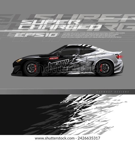 Car wrap decal designs. Abstract racing and sport background for racing livery or daily use car vinyl sticker.