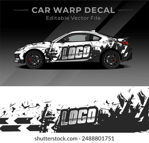 Diseños de calcomanías de envoltura de coche de Vector completo con color blanco y negro. Fondo Abstractas de las carreras y del deporte para la librea del coche o etiqueta engomada del vinilo del coche del uso diario