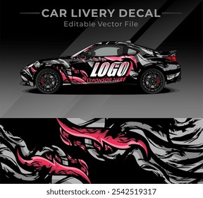 Etiqueta del abrigo del coche diseña el Vector lleno con el motivo rojo del dragón, diseño negro. Fondo Abstractas de carreras y deporte para la librea del coche o etiqueta engomada del vinilo del coche del uso diario