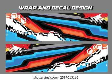 Car wrap decal designs Template . Abstract racing and sport background for racing livery EPS 10