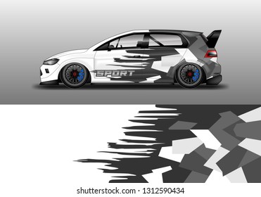 Car wrap decal geometric style design vector. Graphic abstract background designs for vehicle