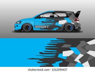 Car wrap decal geometric style design vector. Graphic abstract background designs for vehicle