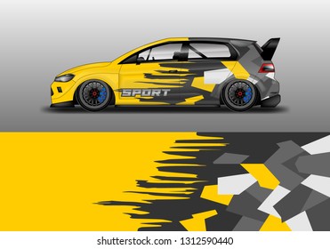 Car wrap decal geometric style design vector. Graphic abstract background designs for vehicle