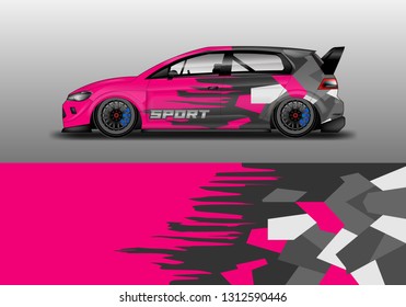 Car wrap decal geometric style design vector. Graphic abstract background designs for vehicle