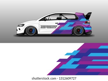 Car wrap decal geometric style design vector. Graphic abstract background designs for vehicle