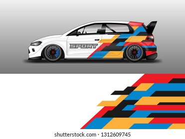 Car wrap decal geometric style design vector. Graphic abstract background designs for vehicle