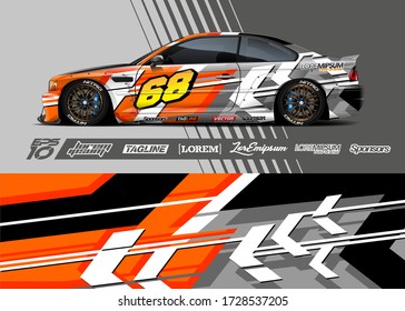 Car wrap decal graphic. Abstract stripe racing and sport background. Full vector Eps 10.