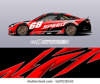 Car wrap decal graphic design. Abstract stripe racing background designs for wrap cargo van, race car, pickup truck, adventure vehicle. Full vector Eps 10