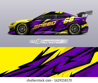 Car wrap decal graphic design. Abstract stripe racing background designs for wrap cargo van, race car, pickup truck, adventure vehicle. Full vector Eps 10