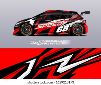 Car wrap decal graphic design. Abstract stripe racing background designs for wrap cargo van, race car, pickup truck, adventure vehicle. Full vector Eps 10