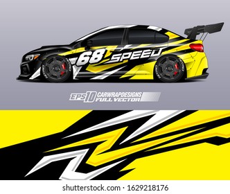 Car wrap decal graphic design. Abstract stripe racing background designs for wrap cargo van, race car, pickup truck, adventure vehicle. Full vector Eps 10