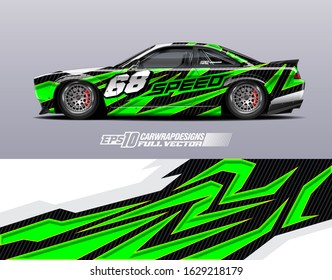 Car wrap decal graphic design. Abstract stripe racing background designs for wrap cargo van, race car, pickup truck, adventure vehicle. Full vector Eps 10