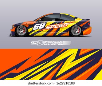 Car wrap decal graphic design. Abstract stripe racing background designs for wrap cargo van, race car, pickup truck, adventure vehicle. Full vector Eps 10