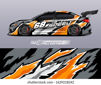 Car wrap decal graphic design. Abstract stripe racing background designs for wrap cargo van, race car, pickup truck, adventure vehicle. Full vector Eps 10