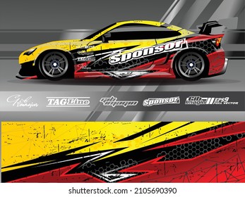 Car wrap decal graphic design. abstract stripe racing