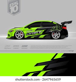 Car wrap decal graphic design. Abstract stripe racing background designs for wrap cargo van, race car, pickup truck, adventure vehicle. Eps 10