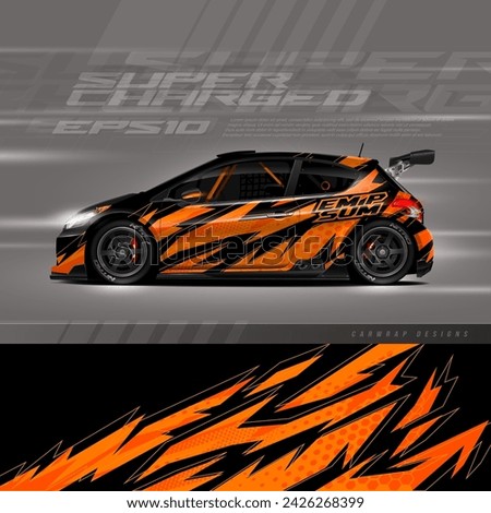 Car wrap decal graphic design. Abstract stripe racing background designs for wrap cargo van, race car, pickup truck, adventure vehicle. Eps 10
