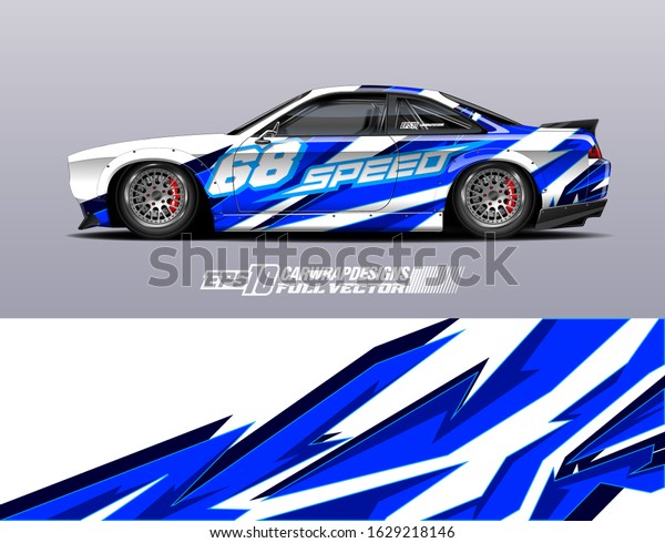 Car wrap decal graphic
design. Abstract stripe racing background designs for wrap cargo
van, race car, pickup truck, adventure vehicle. Full vector Eps
10