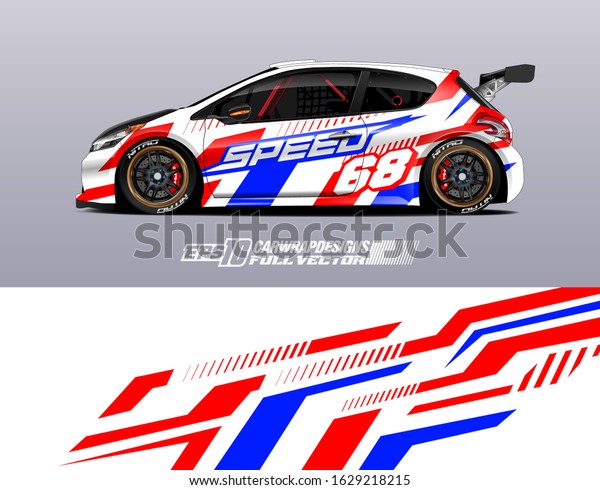 Car wrap decal graphic\
design. Abstract stripe racing background designs for wrap cargo\
van, race car, pickup truck, adventure vehicle. Full vector Eps\
10